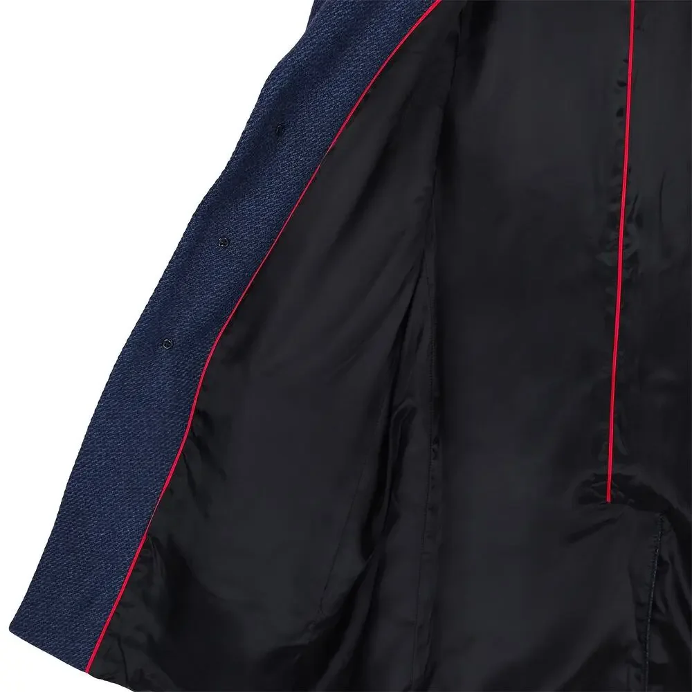 Hugo Boss Mens Migor Slim Fit Overcoat 46R Dark Blue Textured Wool Blend NWT